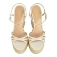 thumbnail image 3 of XYD Women Straw Wedge Platform High Heels Sandals Round Open Toe Ankle Strap Espadrilles Party Shoes Size 9.5 White, 3 of 4