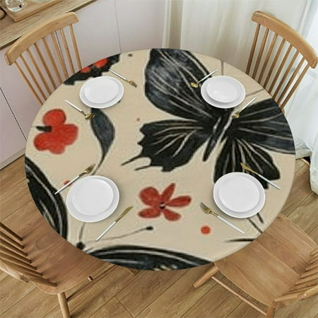 

Patifu Round Tablecloth 100% Polyester Stain-Resistant Washable for Indoor Outdoor Restaurants Weddings Parties Home Kitchen Holiday Dinner 46 -50