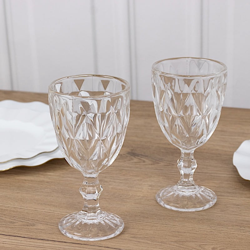 BalsaCircle 6 Clear 12 oz Crystal Reusable Glass Wine Glasses Goblets Wedding Party Events Decorations Supplies