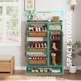thumbnail image 4 of Huisuilinss Shoe Cabinet With 3 Flip Drawer,Rattan Shoe Organizer Cabinet,Slim Wood Hidden Shoe Rack,Freestanding Shoe Storage Cabinet With 4 Open Shelves,Metal Legs For Entryway Hallway Living Room, 4 of 7