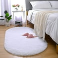 thumbnail image 4 of Softlife Cute Fluffy Oval Rug for Bedroom Soft Carpet, 2.6' x 5.3' , White, 4 of 8