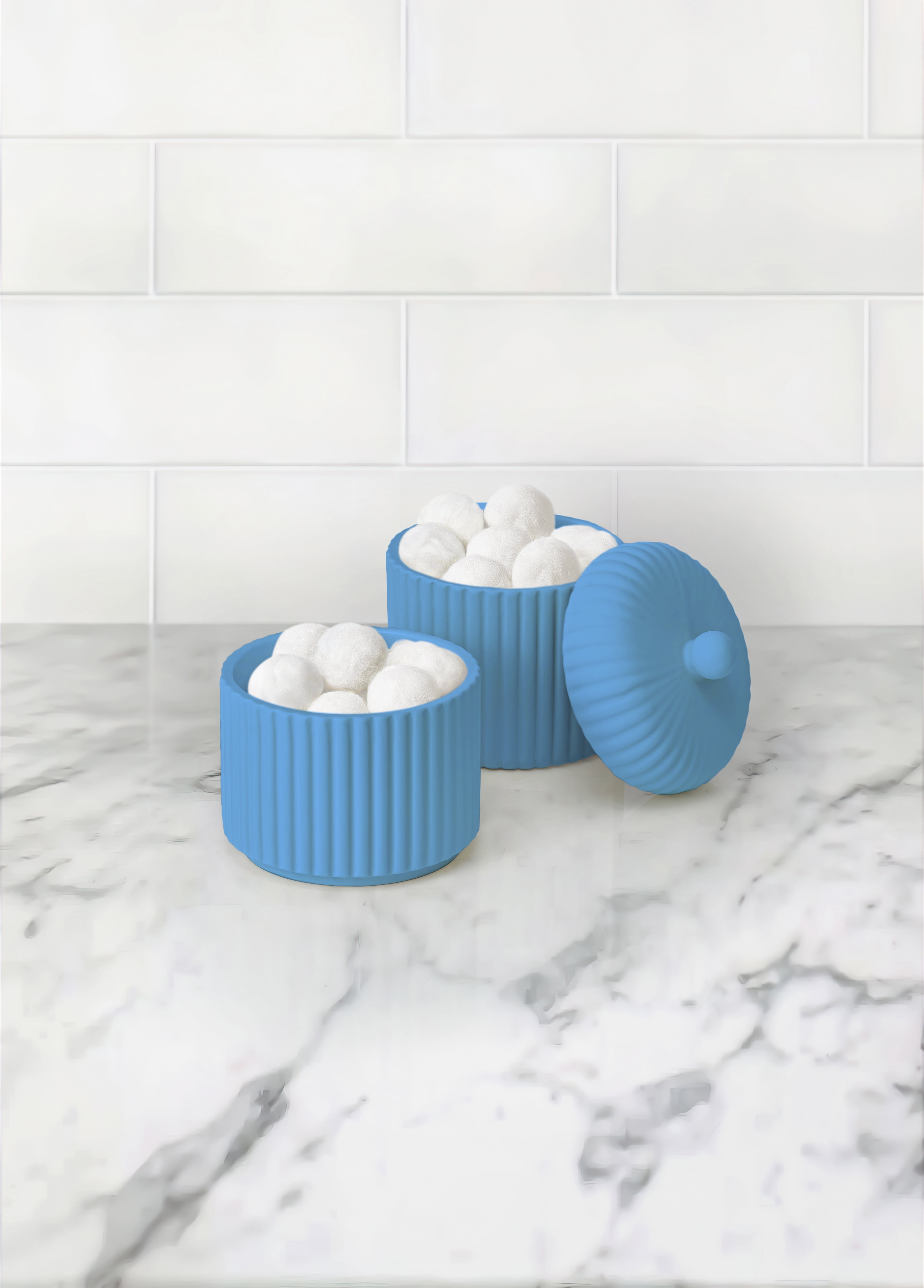 Mainstays By Becky G. & Alejandra 3-Piece Stacked Bathroom Canisters, Blue
