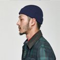 thumbnail image 2 of Guanyst 50% Wool Warm Cuffed Swag Knit Short Fisherman Beanie for Men Women Winter Hats Trawler Skull Cap One Size Navy, 2 of 2