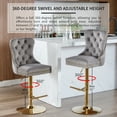 Grey Velvet Swivel Bar Stools Set of 4 with Upholstered Back