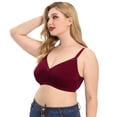 thumbnail image 2 of Women's Full Figure Plus Size Push Up MagicLift Original Wirefree Support Bra, Wine Red 40DD Cup, 2 of 7