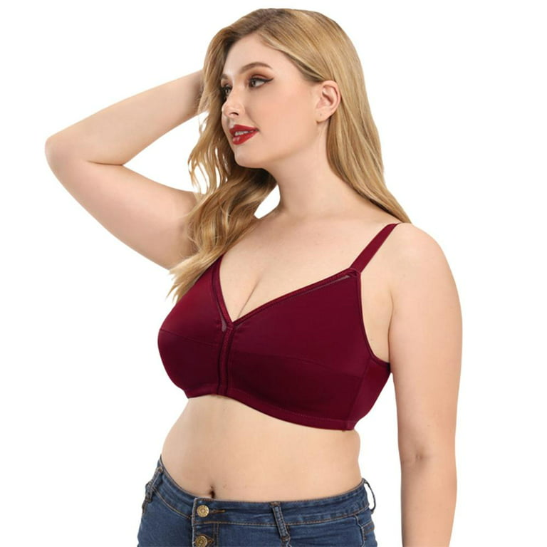 Women's Full Figure Plus Size Push Up MagicLift Original Wirefree Support  Bra, Wine Red 32DDD Cup