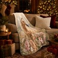 thumbnail image 3 of Golden Palomino Horse Meadow, Rustic Farmhouse Horse Scene, Warm Flannel Blanket for Ranch House and Living Room, Horse Lovers Valentine's Day Gift, Rustic Home Decor, 3 of 9