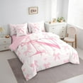 thumbnail image 2 of Pink Bow Comforter Set Queen,Initial Letter N Chic Romantic Bedding Set,Princess Style Bowknot Love Hearts Girly Fairy Bed Set 7 Pieces(Comforter+Fitted+Flat Sheet+Pillowcase+Pillow Cover), 2 of 5