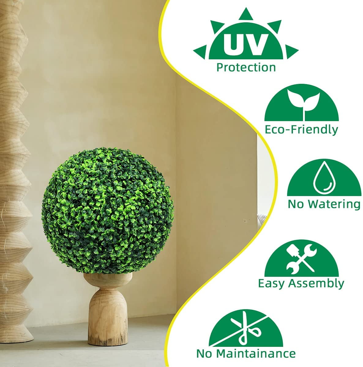 Artificial Topiary Ball Fake Boxwood Plant Decoration Balls for Garden Indoor Outdoor Home Wedding Birthday Party Decor,1PC