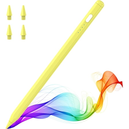 Pencil for iPad (A16) 11th 10th Gen, Stylus Pen for 2018-2025 iPad 11/10/9/8/7/6/A16, Mini 7/6/5, Air M3/M2 11"/13"/5/4/3, Pro M4 13"/12.9"/11" Tilt Sensitivity, USB-C Fast Charging, Yellow