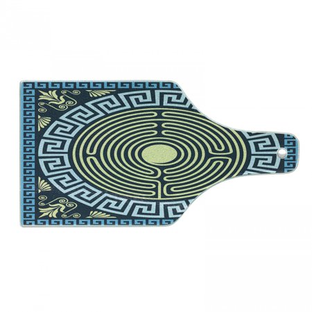 

Greek Key Cutting Board Yellow and Blue Labyrinth Pattern from Culture with Floral Details Decorative Tempered Glass Cutting and Serving Board Wine Bottle Shape Pale Yellow Blue by Ambesonne