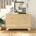 thumbnail image 4 of Commode Moderne Mi-Siècle à 7 Tiroirs – Coffre en Bois de Chêne de 47 Pouces avec Poignées Dorées, Armoire de Rangement Cannelée pour Chambre, Garde-Robe, Salon, Couloir, Entrée, 4 of 8