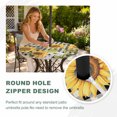 thumbnail image 4 of Round Outdoor Tablecloth with Umbrella Hole and Zipper, Sunflowers Tablecloth with Elastic Waterproof, Yellow Flowers Butterfly Farmhouse Black Plaid Patio Table Covers for 45" - 54" Pool Tables, 4 of 9