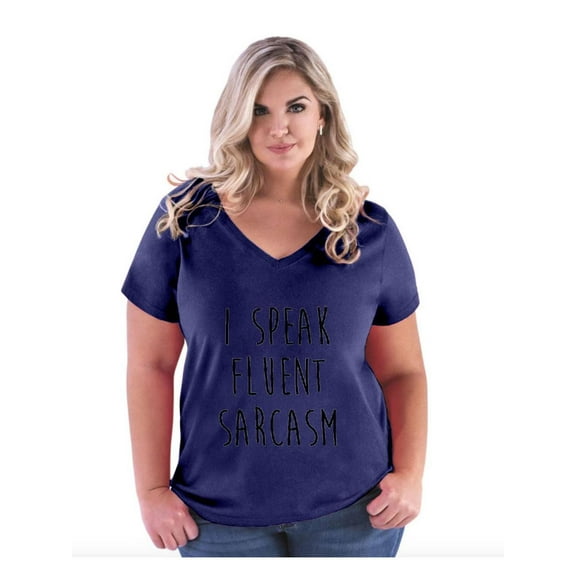 NIB - Women's Plus Size V-neck T-Shirt - I Speak Fluent Sarcasm