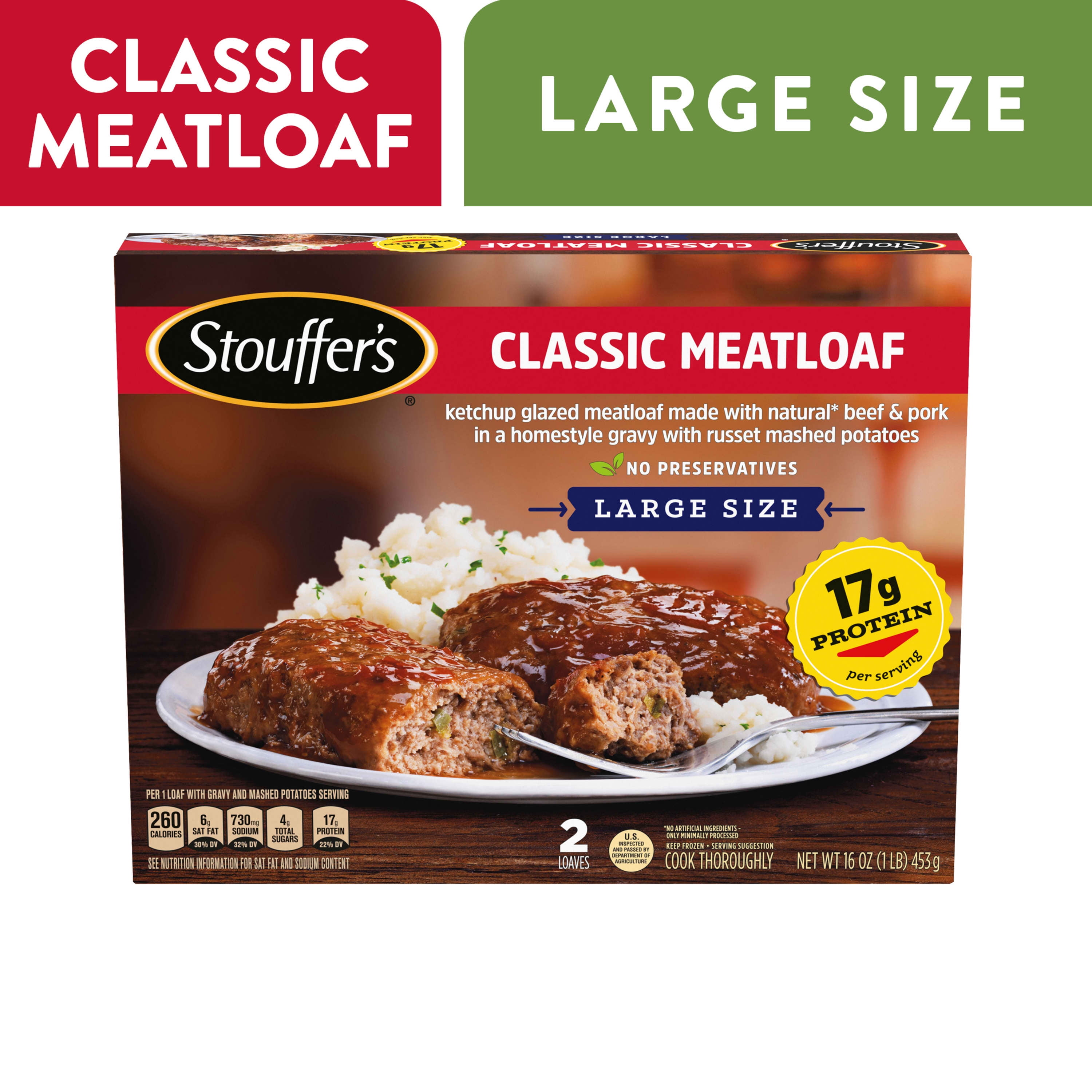 Stouffer's Classic Ketchup Glazed Meatloaf Meal, 16 oz (Frozen)