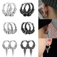 thumbnail image 4 of Raymard Men's Dragon Pattern Earrings Titanium Steel Hypoallergenic Piercing Men Hoop Earrings Dragon Totems Hip-hop Punk Jewelry, 4 of 6