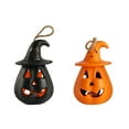 thumbnail image 1 of Halloween Pumpkin Lantern Set 2 Pack Battery-Powered Outdoor Decoration with LED Light 8 cm x 12 cm Plastic Design, 1 of 9