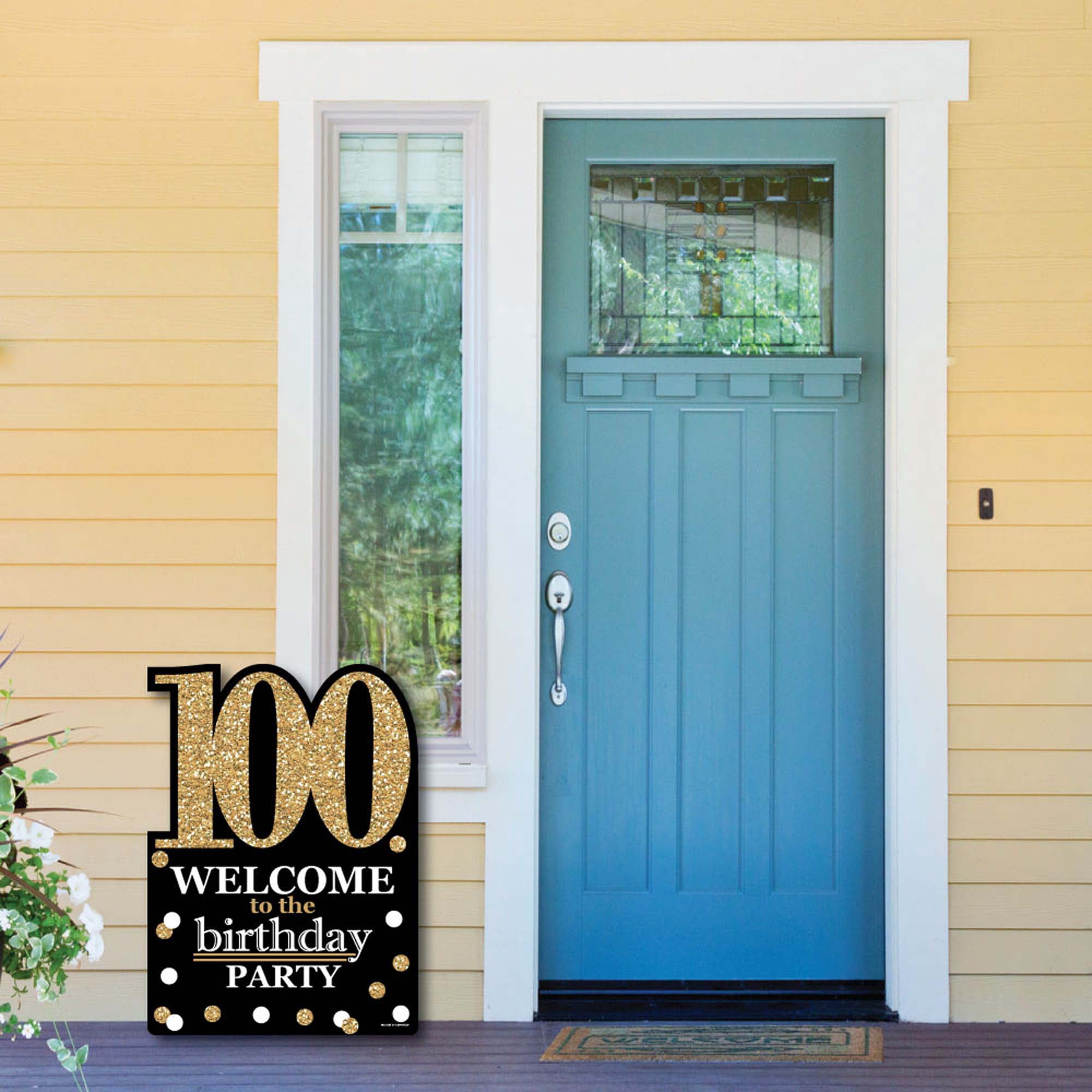 Big Dot of Happiness Adult 100th Birthday - Gold - Party Decorations - Birthday Party Welcome Yard Sign