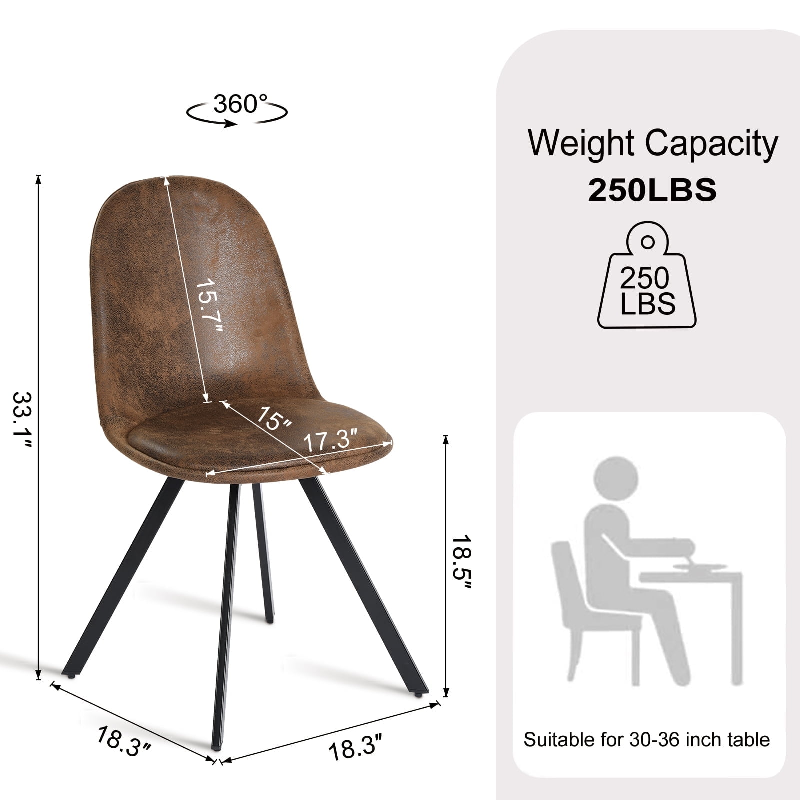 Homy Casa Swivel Dining Chairs Set of 4, Upholstered Kitchen Chairs for Living Room Office, Brown