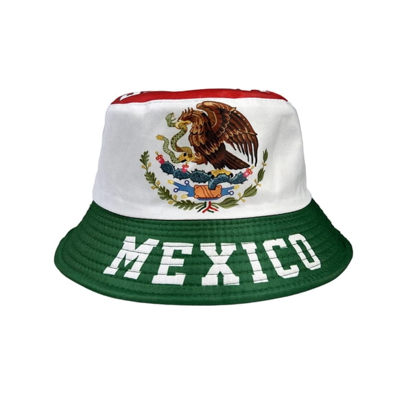 Mexico Flag Bucket Hat, Double-Sided Reversible Design, Polyester UV Protection Sun Hat for Men and Women, Soccer Fan Gear, Festival & Travel Accessory