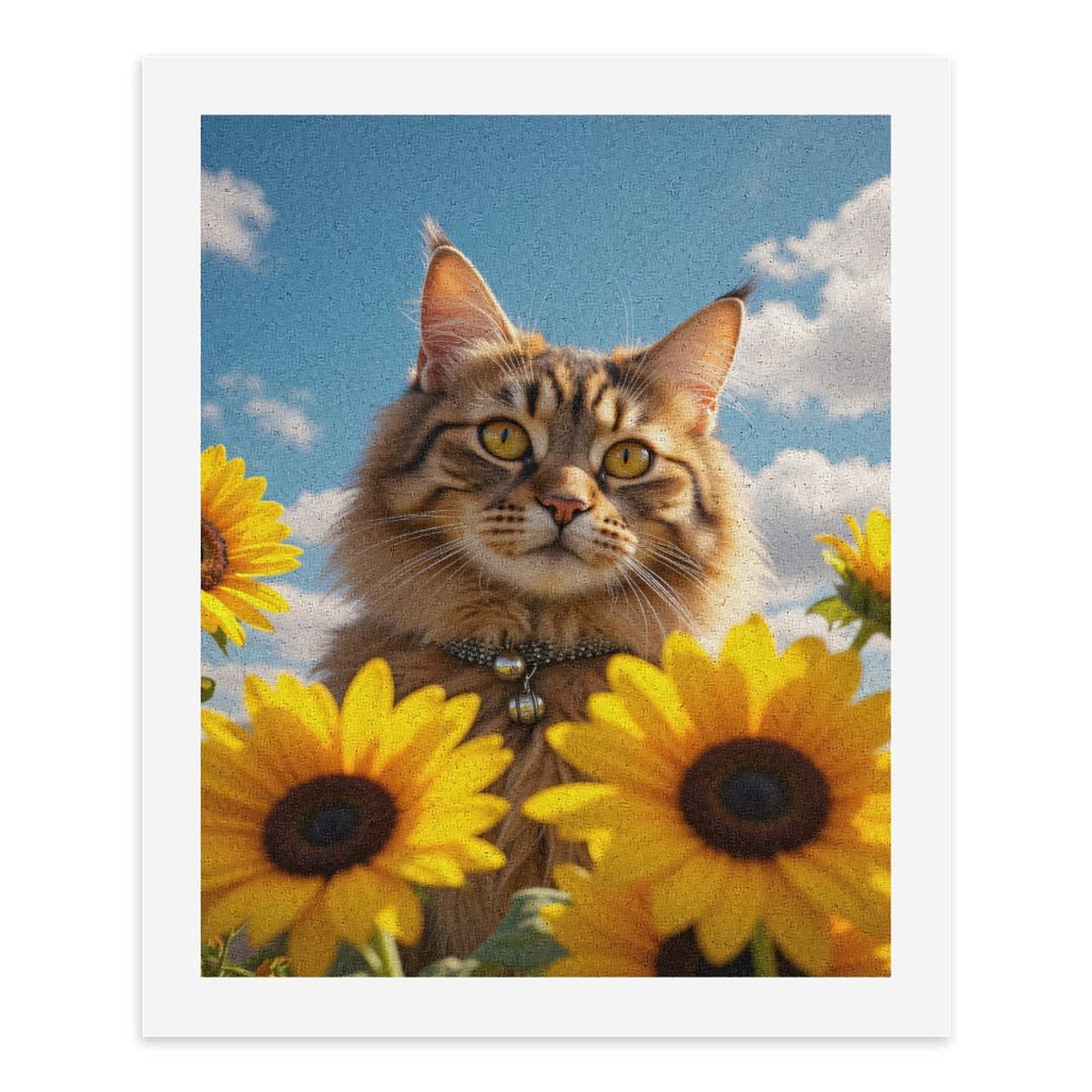 Paint By Numbers Kit for Adults Beginner - DIY Cat Among Sunflowers Sky Serene Canvas Painting Kits for Adults, Frameless Paint By Number for Adults for Home Wall Decor 16x20 Inch