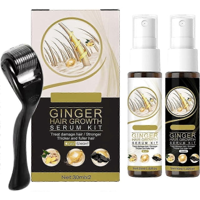 unique Derma Roller and Hair Growth Serum Kit, Thicken and Strengthen for Hair Regrowth with 0.25MM Derma Roller, Anti Hair Loss Trengthen Hair Roots