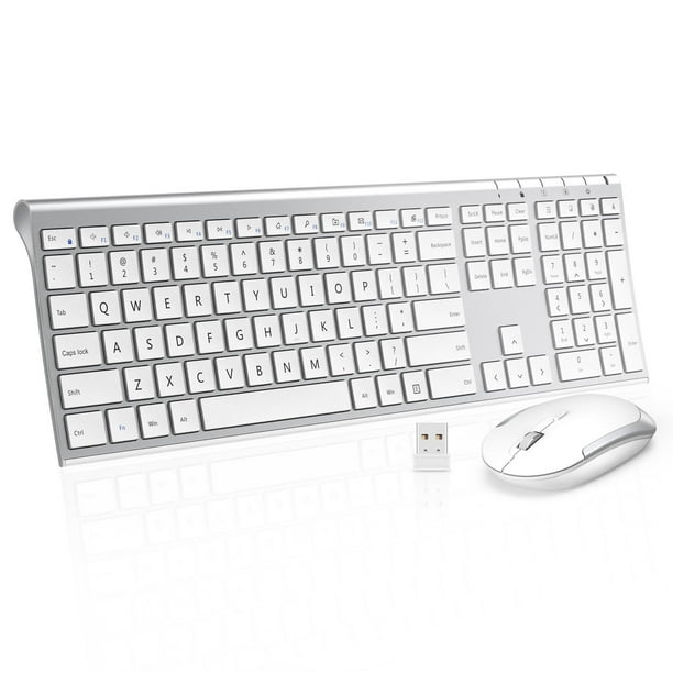 Wireless Keyboard and Mouse Set, Jelly Comb 2.4GHz UltraSlim Aluminum