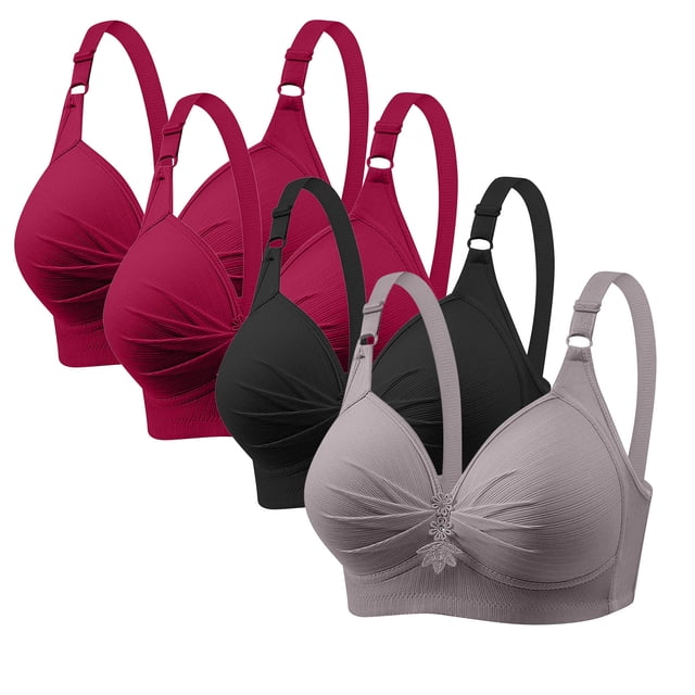 Puntoco Sujetadores cómodos para mujer, ropa interior de uso diario de talla grande con estampado de mujer, sin aros