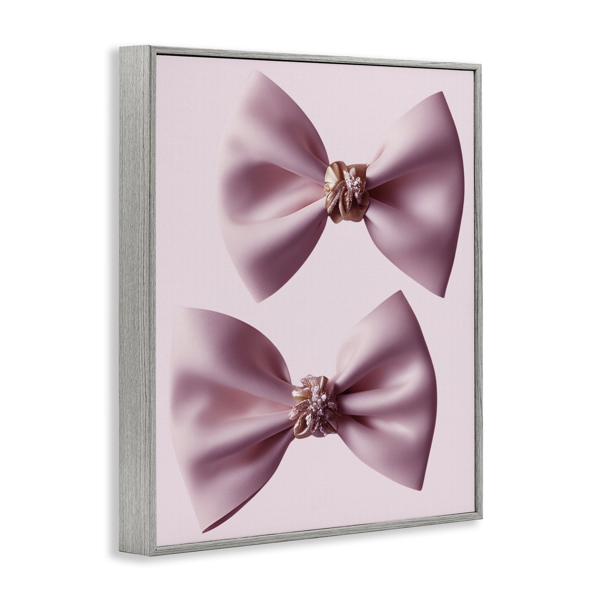 Stupell Industries Elegant Bows with Glam Details Gray Framed Giclee Art, design by Jesse Keith
