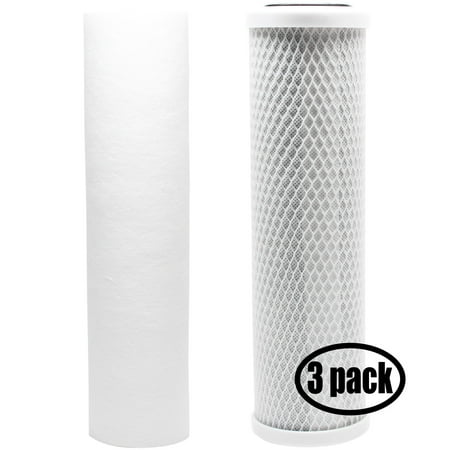 

3-Pack Replacement for Filter Kit for Hydo Logic HL# 31052 RO System - Includes Carbon Block Filter & PP Sediment Filter - Denali Pure Brand