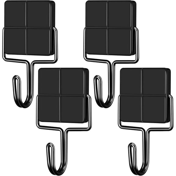 TSOMEI Rustproof Magnetic Hooks, Stainless Steel Black, 4 Pieces