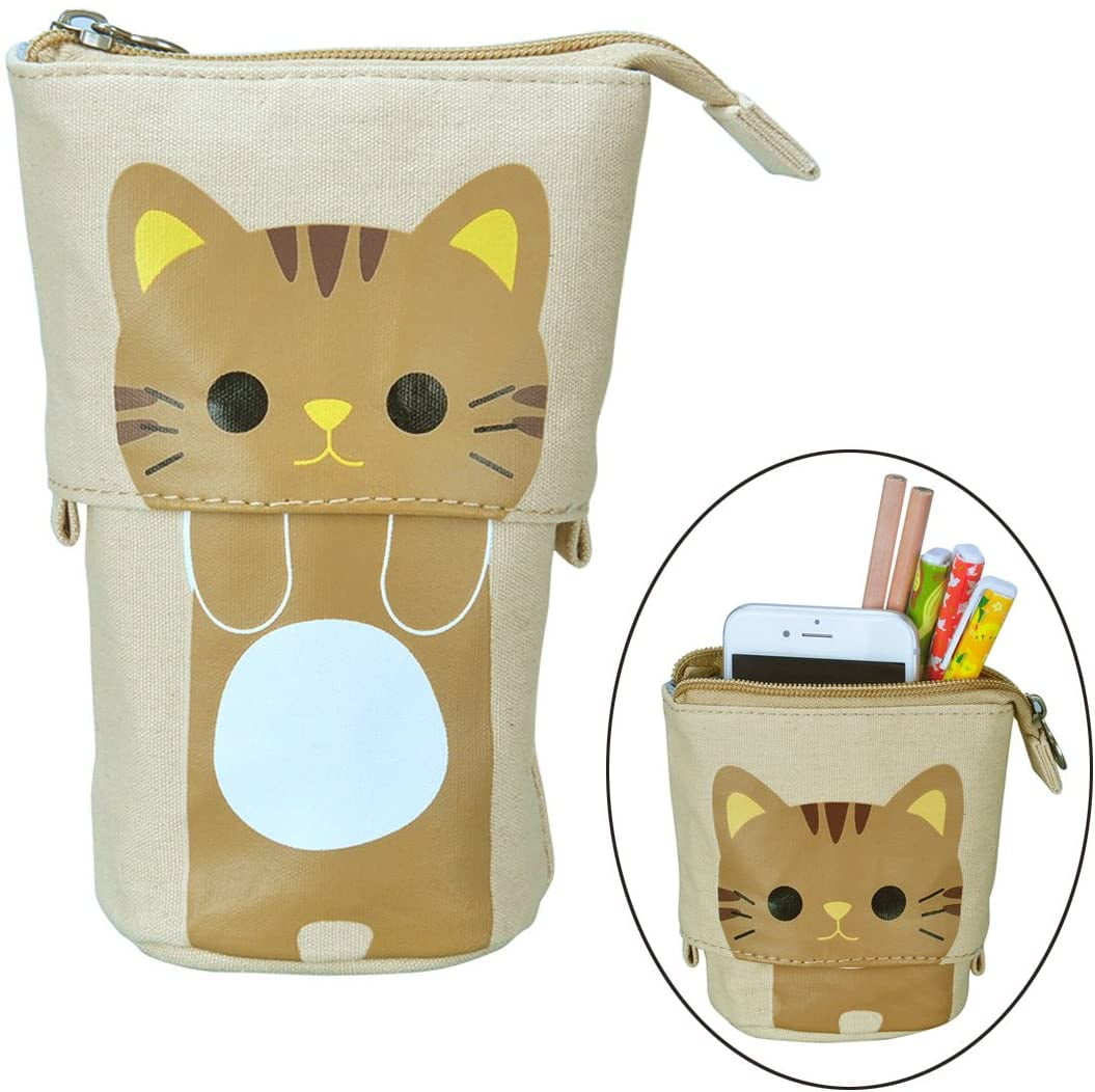 Telescopic Pencil Stand Cat Pen Case Box Cartoon Cosmetics Organizer