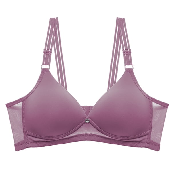 Gibobby Sujetador sin anillo de para mujer, pecho pequeño, pechos recogidos de tamaño, sujetador cómodo y Sexy Brasieres para mujer(Morado,34)