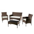 thumbnail image 1 of Ilios Innova Juego de Sala para jardín de 4 piezas fabricado en Mimbre sintético, Set para exteriores 3 Sofás con Asiento Acolchado y Mesa de Vidrio (Sala-4p) ilios innova mueble para jardín color chocolate, 1 of 9