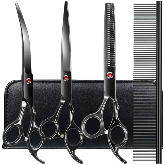 Kit de tijeras de peluquería canina TINMARDA Professional 5 en 1, color negro