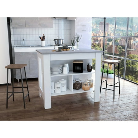 27.5 - inch deep kitchen table with four legs and three open shelves for storing utensils and kitchen towels broad top for meal preparation and spacious leg room for sitting on a stool quick to