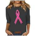 thumbnail image 2 of Alkepwun Womens Breast Cancer Awareness T Shirts Breast Cancer Support Squad Shirt 3/4 Sleeve Tops Pink Ribbon Graphic Tees, 2 of 4