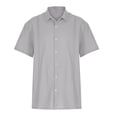 thumbnail image 4 of Huresd Mens Short Sleeve Guayabera Shirts Button Down Solid Color Mexican Embroidered Cuban Wedding Shirt Summer Top Gray 2XL, 4 of 4