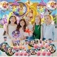 thumbnail image 6 of Long Hair Princess Birthday 21th Cups Party Supplies Plates Fans Decorations Cake Topper Decor, 6 of 6