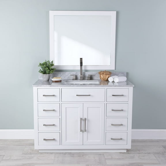 Barrett 48 Inch Oak Vanity with Rectangular Undermount Sink - White