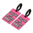 thumbnail image 1 of Equipaje Etiqueta, PVC Identificador Tarjeta Soporte Etiqueta, Disculpe Yo, No Tu Bolsa Patrón Viaje Bolso Etiqueta con Ajustable Correa para Equipaje Maleta, Rosa 2 Paquete, 1 of 5