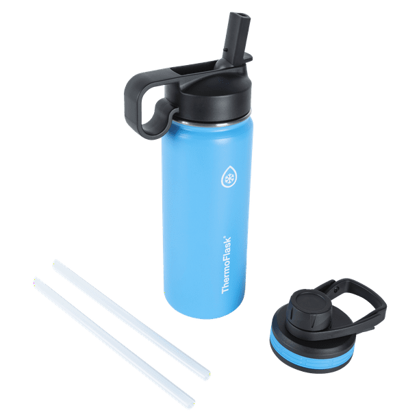 ThermoFlask 18 oz Insulated Stainless Steel Bottle with Chug and Straw Lids, Capri