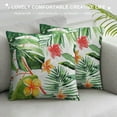 thumbnail image 3 of JRXY  Plant Throw Pillow Cushion Cover, Bird of Paradise Palm Leaf and Assorted Exotic Flowers Watercolor, Decorative Square Accent Pillow Case White, 3 of 5