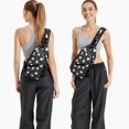 thumbnail image 6 of Sling Backpack,Spooky Halloween Ghosts Pattern Sling Bag with Water Bottle Holder,Waterproof Sling Bag for Men/Women with Headphone Jack for Hiking,Travel, 6 of 6