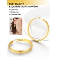 thumbnail image 4 of ChainsHouse 14k Gold Plated Hoop Earrings for Women Wheat Shaped 40mm Diameter Huggie Hoops Earring Birthday Christmas Jewelry Gift for Daughter Wife Mother, 4 of 11