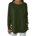thumbnail image 2 of Womens Waffle Knit Top Cotton Blend Dressy Casual Side Buttons Curved Hem Tunic Blouse, 2 of 7