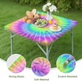 thumbnail image 4 of Colorful Tie Dye Pattern Square Fitted Tablecloth with Elastic Edge,Square Table Cover,Washable Elastic Table Cover for Home Kitchen Party Decor 34"x34", 4 of 6