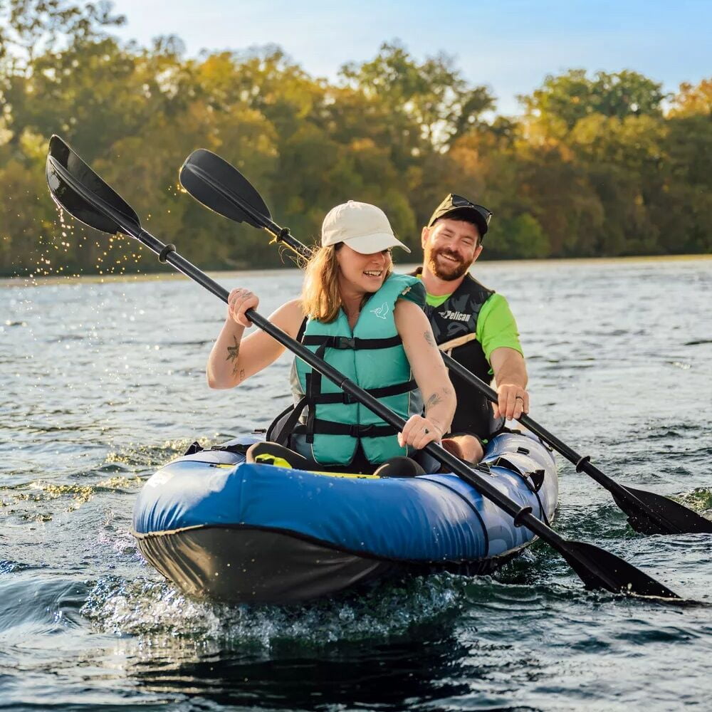 Pelican - Convertible Inflatable Tandem Kayak iESCAPE 110 - Navy Blue