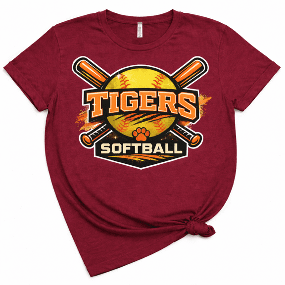 Tigers Softball Graphic T-Shirt with Bats & Ball Design – Unisex Sports Fan Tee, Game Day Crewneck Shirt