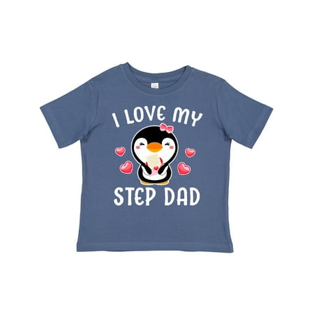 

Inktastic I Love My Step Dad with Cute Penguin and Hearts Gift Toddler Toddler Girl T-Shirt
